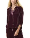 Marine Layer Bella Oversize Velvet Button-up Shirt In Purple