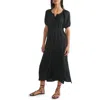 Marine Layer Belted Double Cloth Midi Shirtdress In Black