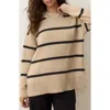 Marine Layer Berkeley Stripe Merino Wool Blend Sweater In Burgundy