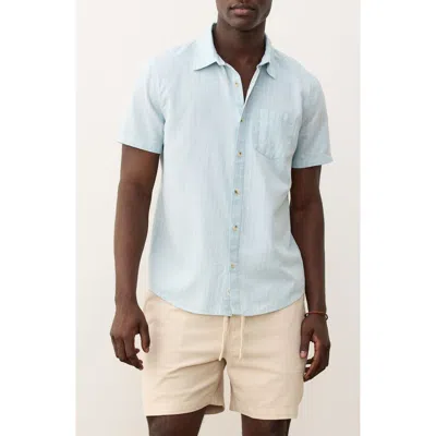 Marine Layer Better-than-linen Short Sleeve Hemp Blend Button-up Shirt In Blue