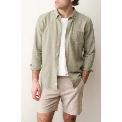 Marine Layer Better-than-linen Hemp Blend Button-down Shirt In Green