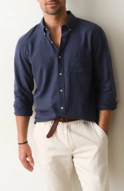 Marine Layer Better-than-linen Hemp Blend Button-up Shirt In Blue