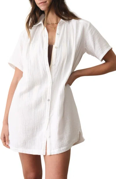 Marine Layer Bianca Organic Cotton Cover-up Shirtdress In White