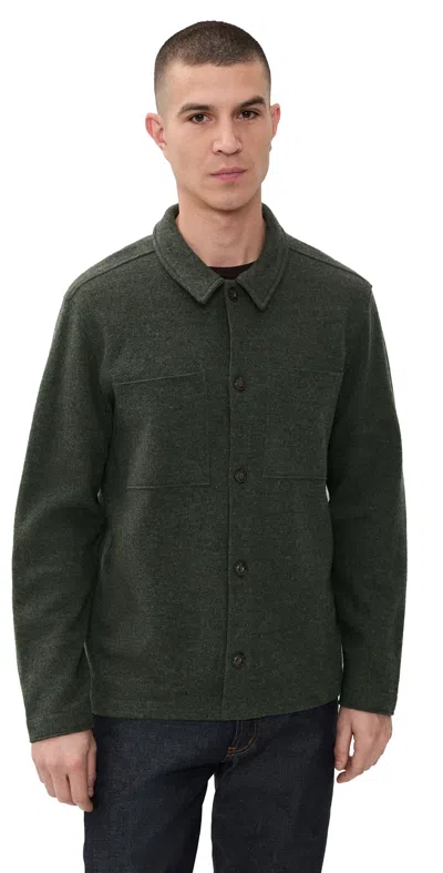 Marine Layer Boiled Wool Overshirt Olive In Green