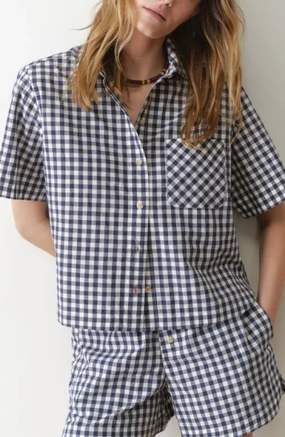 Marine Layer Bonnie Gingham Pima Cotton Poplin Button-up Shirt In Multi