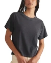 Marine Layer Slub Cotton Crop T-shirt In Soft Black