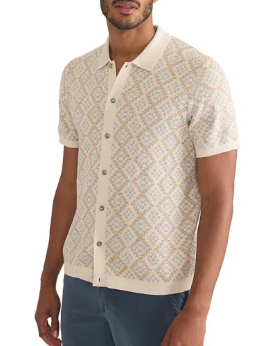 Marine Layer Button Down Sweater In Oatmeal Geo