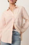 Marine Layer Cali Oversize Pima Cotton Poplin Button-up Shirt In Rosewater Stripe