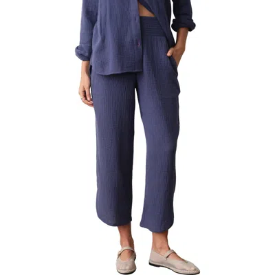 Marine Layer Cali Smocked Waist Double Cloth Pants In Blue