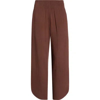 Marine Layer Cali Smocked Waist Double Cloth Pants In Brown