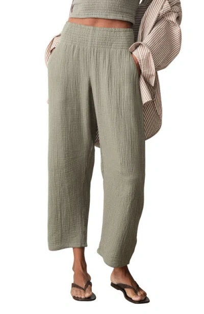 Marine Layer Cali Smocked Waist Double Cloth Pants In Green