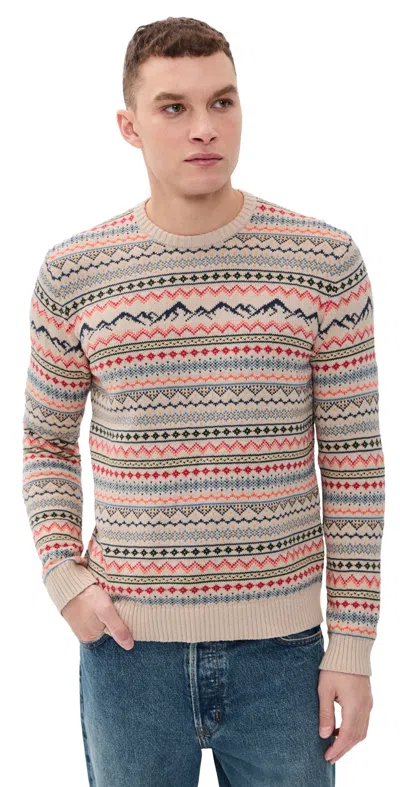 Marine Layer Fair Isle Organic Cotton Blend Crewneck Sweater In White