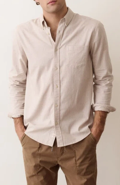 Marine Layer California Houndstooth Stretch Oxford Shirt In Neutral