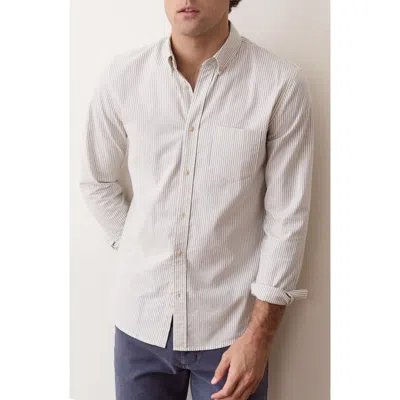 Marine Layer Cotton Stretch Stripe Regular Fit Button Down Selvage Shirt In Gray
