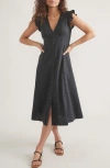 MARINE LAYER CAMILA BUTTON FRONT MIDI DRESS