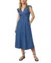 Marine Layer Camila Flutter Sleeve Midi Dress In Medium Wash