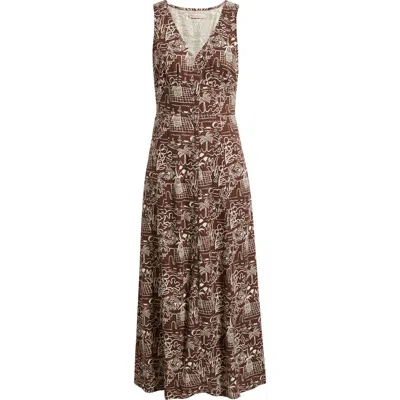 Marine Layer Camila Print Sleeveless Maxi Dress In Brown