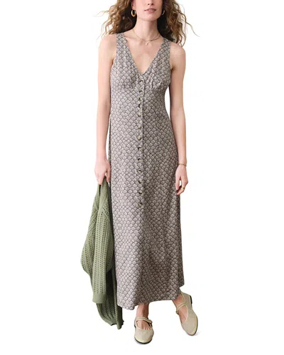 Marine Layer Camila Printed Maxi Dress In Gray