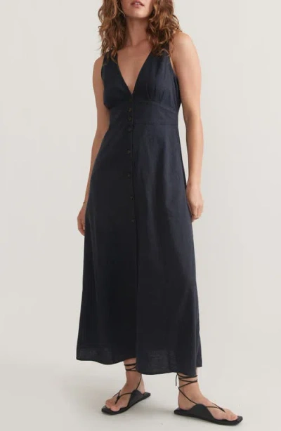 Marine Layer Camila Sleeveless Hemp Blend Maxi Dress In India Ink