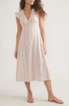 Marine Layer Camila Stripe Button Front Midi Dress