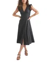 Marine Layer Camila Button Front Midi Dress In Black