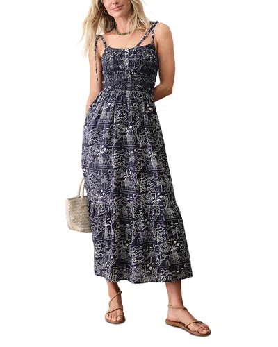 Marine Layer Carmen Tie Strap Smocked Cotton Blend Sundress In Multi