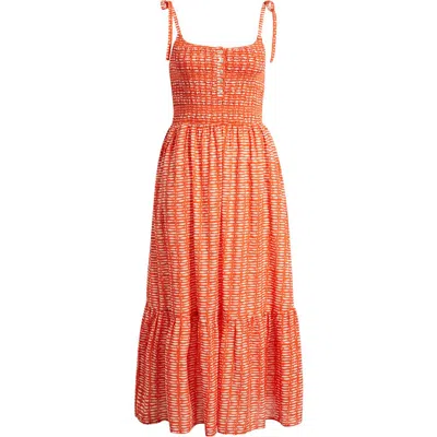 Marine Layer Carmen Tie Strap Ruffle Hem Maxi Dress In Orange