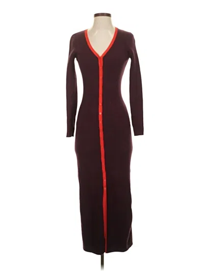 Pre-owned Marine Layer Casual Dress In Burgundy