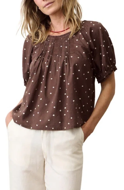 Marine Layer Celina Puff Sleeve Top In Brown