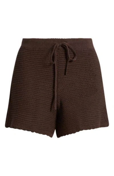 Marine Layer Celita Open Stitch Drawstring Shorts In Burgundy