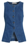 Marine Layer Charlie Denim Cutaway Vest In Burgundy