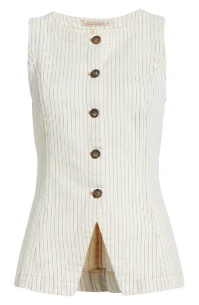 Marine Layer Charlie Stripe Cutaway Vest In White