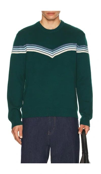 Marine Layer Chevron Varsity Crew Sweater In Green