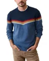 Marine Layer Chevron Varsity Crewneck Sweater In Blue