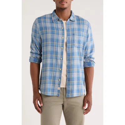Marine Layer Classic Plaid Stretch Cotton Button-up Shirt In Blue