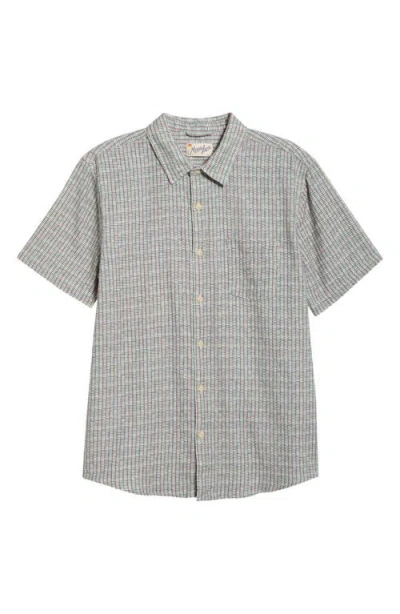 Marine Layer Classic Short Sleeve Stretch Cotton Selvage Button-up Shirt In Gray