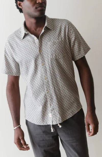Marine Layer Classic Short Sleeve Stretch Cotton Selvage Button-up Shirt In Neutral