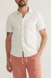 Marine Layer Classic Solid Short Sleeve Stretch Cotton Selvage Button-up Shirt In White