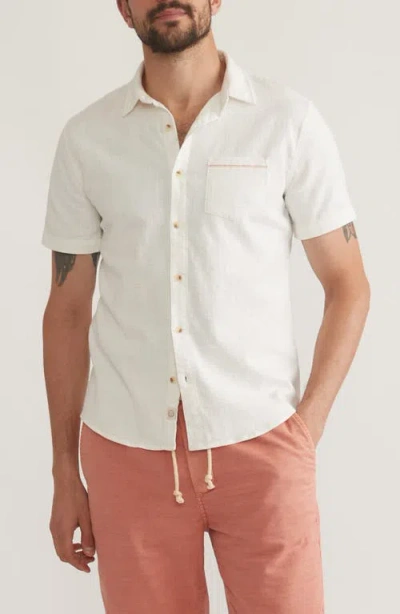 Marine Layer Classic Solid Short Sleeve Stretch Cotton Selvage Button-up Shirt In White