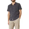 Marine Layer Classic Solid Short Sleeve Stretch Cotton Selvage Button-up Shirt In Black