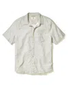 Marine Layer Classic Leaf Print Short Sleeve Stretch Cotton Selvage Button-up Shirt In White