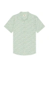 Marine Layer Classic Stretch Selvage Shirt In Green Palm Print