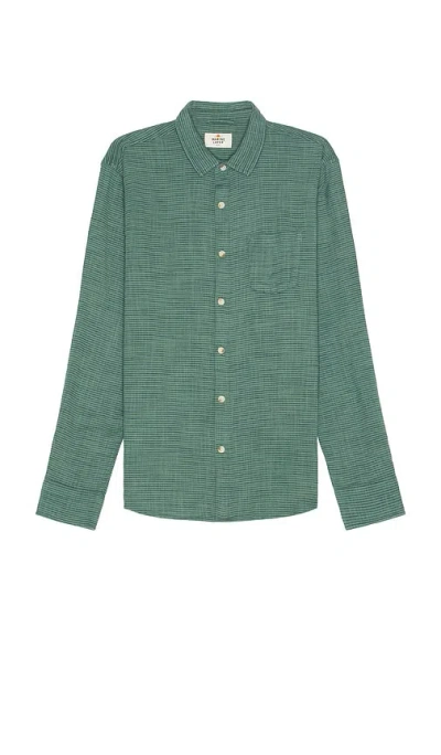Marine Layer Classic Stretch Selvage Shirt In Mallard Green Stripe