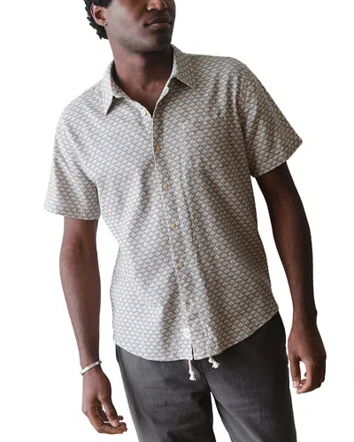 Marine Layer Classic Short Sleeve Stretch Cotton Selvage Button-up Shirt In Neutral