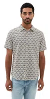 Marine Layer Classic Stretch Selvage Shirt Whitecap/india Ink Agave Print In Gray