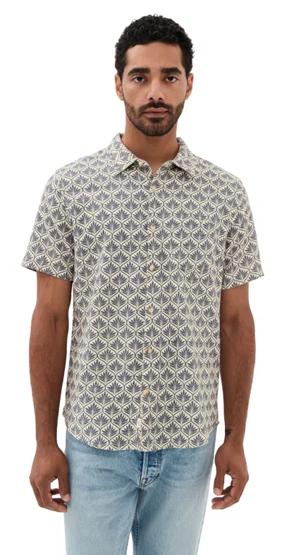 Marine Layer Classic Stretch Selvage Shirt Whitecap/india Ink Agave Print In Gray
