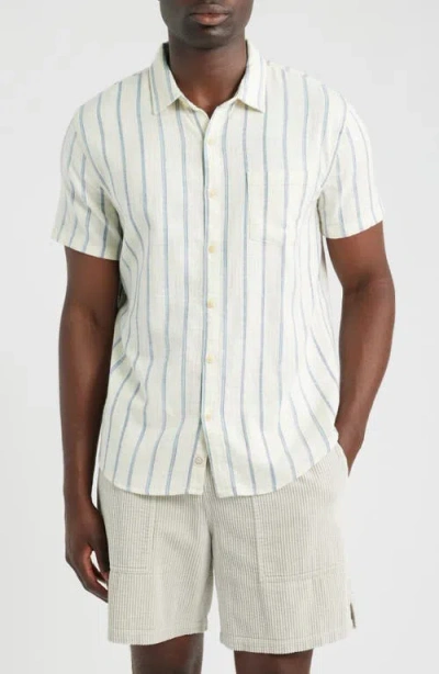 Marine Layer Classic Stretch Selvage Short Sleeve Button Up Shirt In Neutral