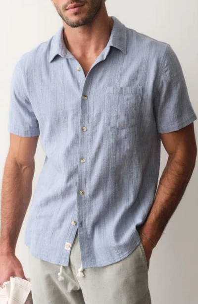 Marine Layer Classic Stretch Selvage Short Sleeve Shirt In Blue