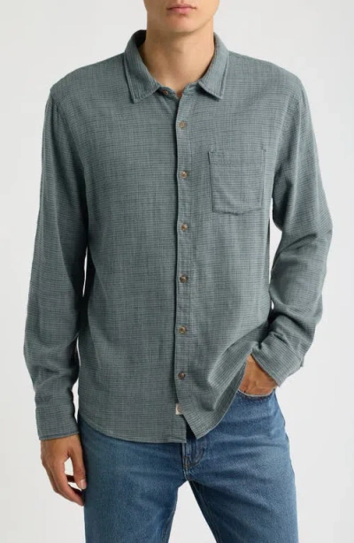 Marine Layer Classic Stretch Selvage Striped Shirt In Blue