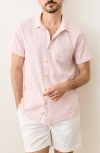 Marine Layer Classic Stripe Short Sleeve Stretch Cotton Selvage Button-up Shirt In Pink